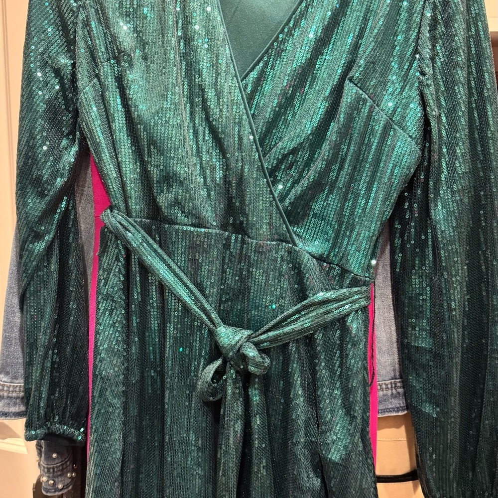Nine West Teal Sequin Mini Dress